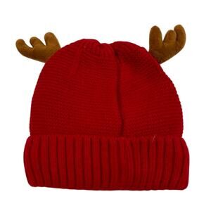 Kipp Brothers, Kids Reindeer Hat in Red With Brown Antlers